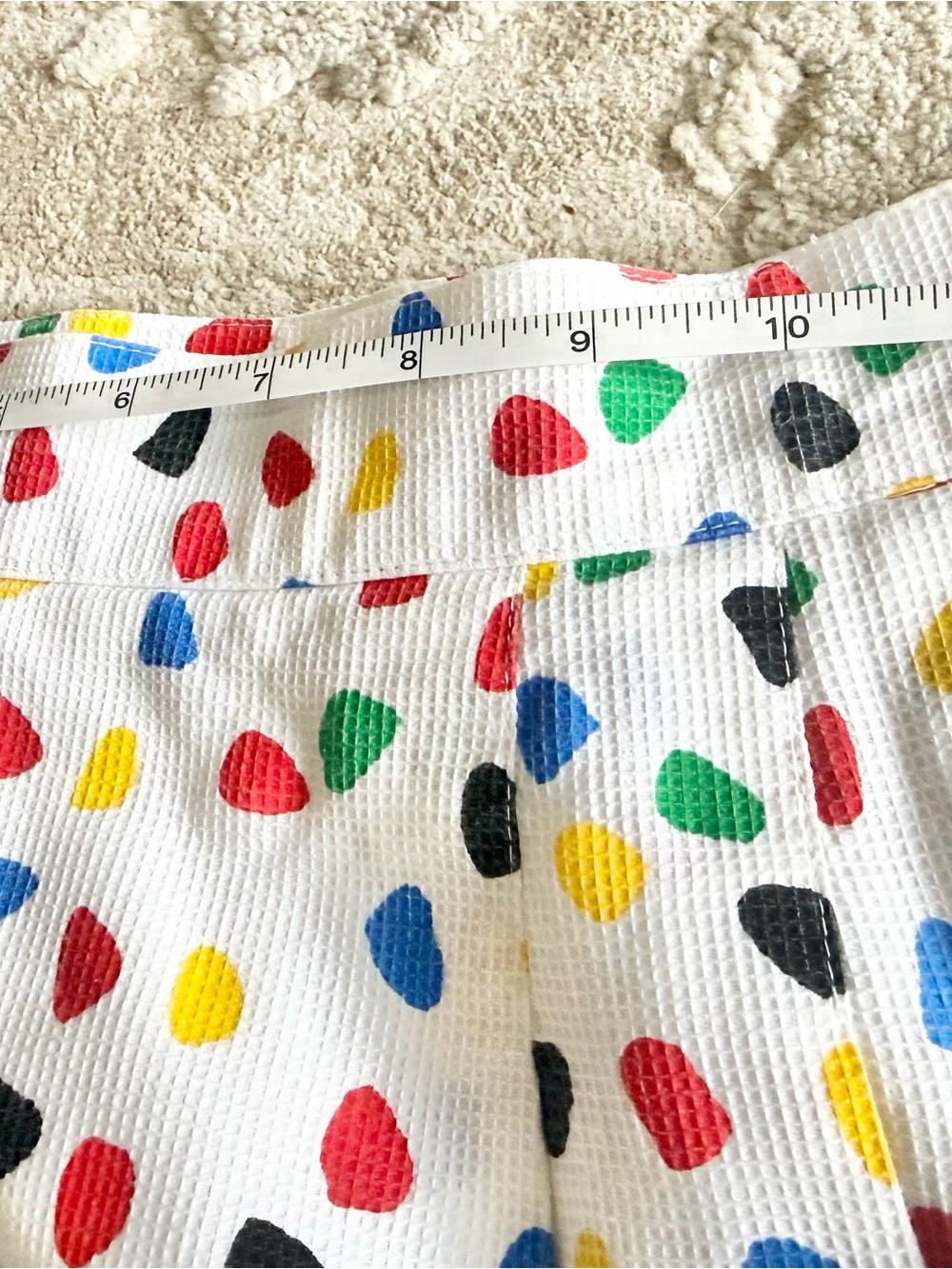 VINTAGE 80s/90s Prophecy Multicolor Confetti Print on White A-Line Skirt XS - Picture 7 of 8